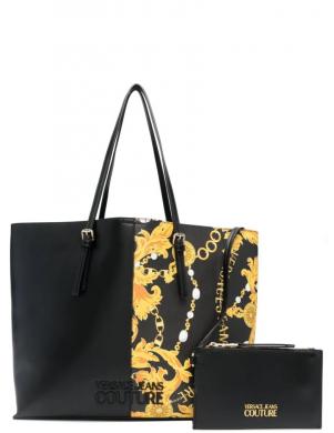 VERSACE JEANS CUTURE sieviešu melna rokassomiņa Rock cut  shopping bag