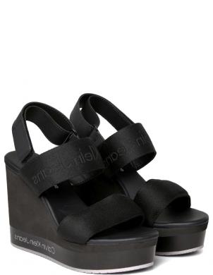 CALVIN KLEIN JEANS sandales sievietēm, Melna, Wedge sandal webbing