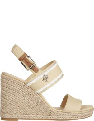 TOMMY HILFIGER sandales sievietēm, Krēmīga/Smilšu, Webbing high wedge sandal