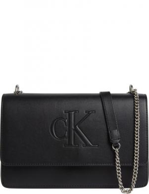 CALVIN KLEIN JEANS plecu soma sievietēm, Melna, Sculpted flap deboss crossbody
