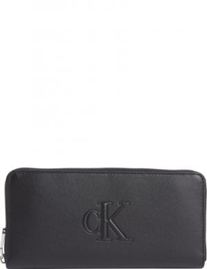 CALVIN KLEIN JEANS naudas maks sievietēm, Melna, Sculpted zip around wallet