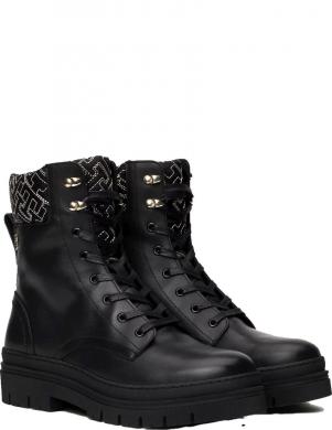TOMMY HILFIGER zābaki sievietēm, Melna, Cleated lace-up mono booties