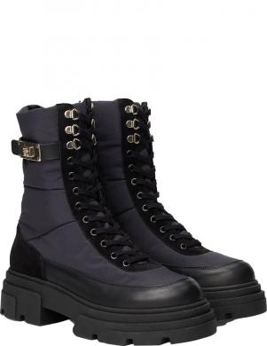 TOMMY HILFIGER zābaki sievietēm, Melna, Biker mix lace-up booties