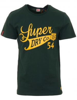 SUPERDRY vīriešu tumši zaļš kokvilnas krekls COLLEGIATE GRAPHIC T-SHIRT