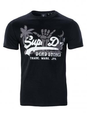 SUPERDRY vīriešu melns kokvilnas krekls VINTAGE LOGO ITAGO T-SHIRT