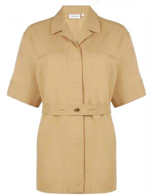 CALVIN KLEIN sieviešu brūns krekls Soft tailored tencel long shirt