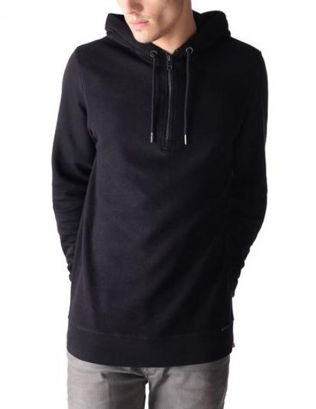 DIESEL melnas krāsas vīriešu kokvilnas džemperis S-JAPPU 