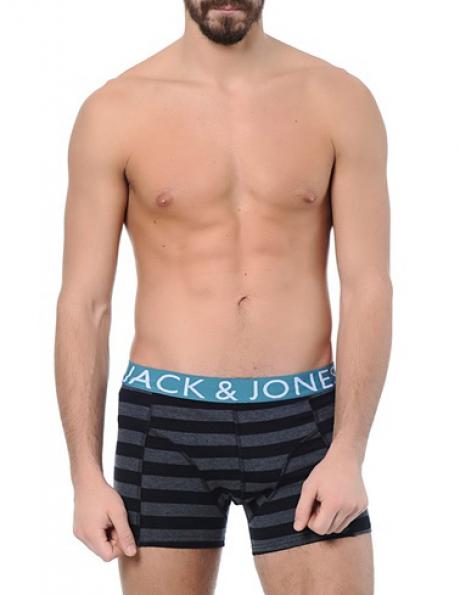 JACK & JONES vīriešu pelēkas svītrainas apakšbikses-šorti NOOS 