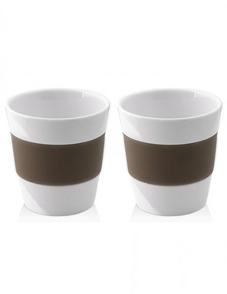 VIALLI DESIGN 2 porcelāna krūzes ar silikona pārklājumu brūnā krāsā LIVIO, 250 ml 