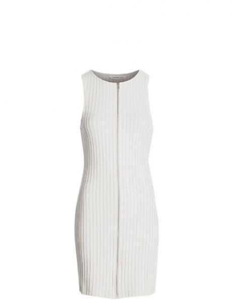 CALVIN KLEIN Jeans sieviešu gaiša kleita Zipper elongated rib dress 