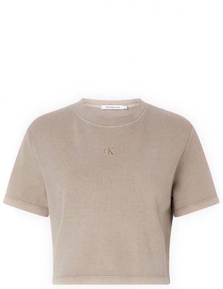 CALVIN KLEIN Jeans sieviešu gaiša īsa blūze Waffle tee 