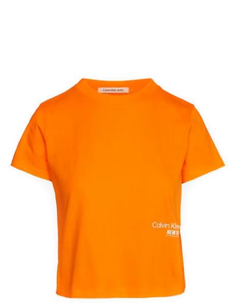 CALVIN KLEIN Jeans sieviešu oranžs T-krekls Ny logo baby tee 