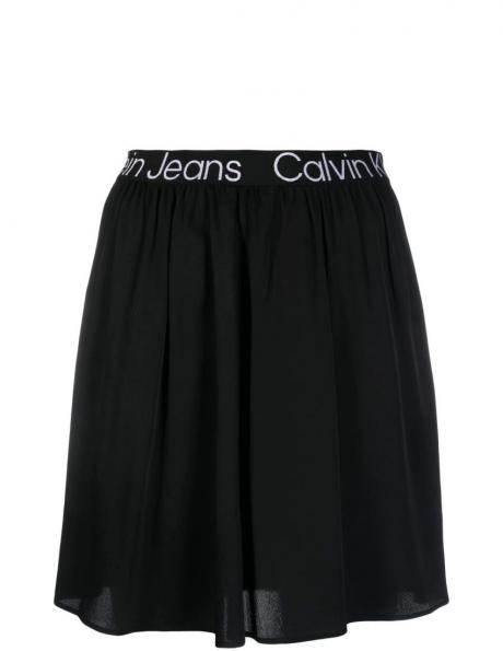 CALVIN KLEIN Jeans sieviešu melni svārki Logo elastic mini skirt 