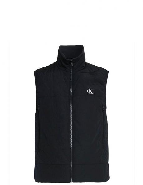 CALVIN KLEIN Jeans vīriešu melna veste Badge crinkle nylon vest 