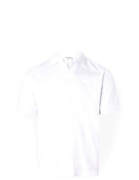 CALVIN KLEIN vīriešu balti šorti Smooth cotton open placket polo 
