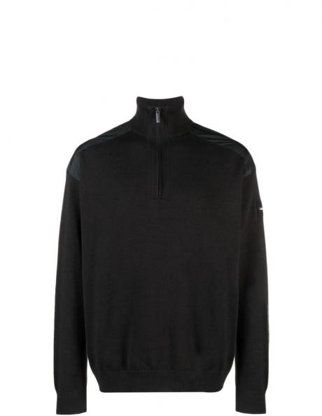 CALVIN KLEIN vīriešu melns džemperis Mix media quarter zip sweater 