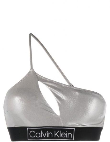 CALVIN KLEIN UW sieviešu pelēks peldkostīma krūšturis Swim one shoulder top 