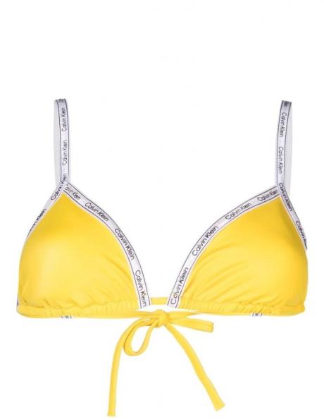 CALVIN KLEIN UW sieviešu dzeltens peldkostīma krūšturis Swim one shoulder top 