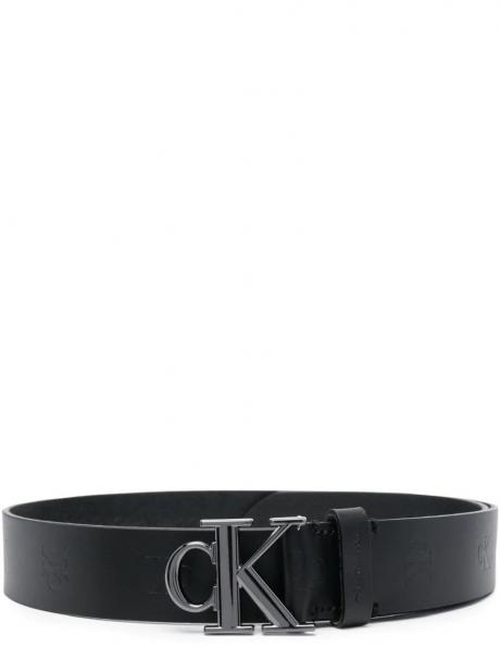 CALVIN KLEIN JEANS vīriešu melna josta ROUND PLAQUE BELT AOP 35MM 