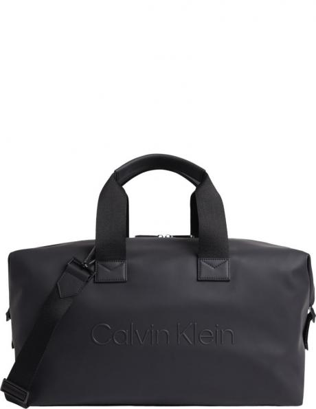 CALVIN KLEIN vīriešu melna soma Rubberized weekender 