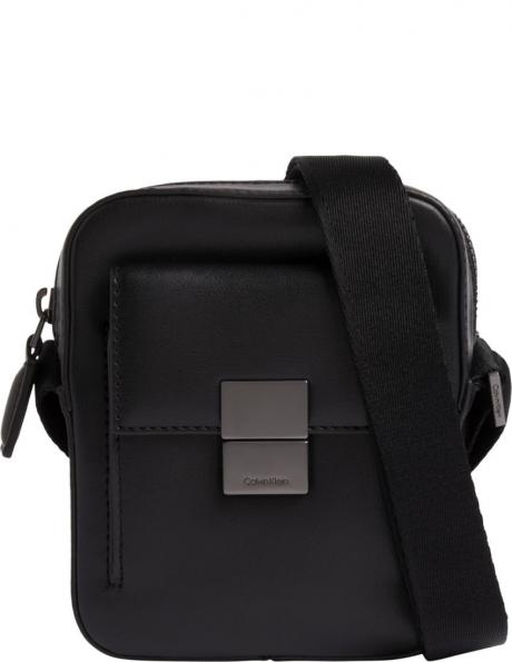 CALVIN KLEIN vīriešu melna soma pār plecu Iconic hardware cube reporter 