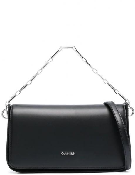 CALVIN KLEIN sieviešu melna soma pār plecu ARCHIVAL CHAIN SHOULDER BAG 