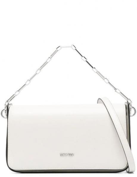 CALVIN KLEIN sieviešu gaiša soma pār plecu ARCHIVAL CHAIN SHOULDER BAG 