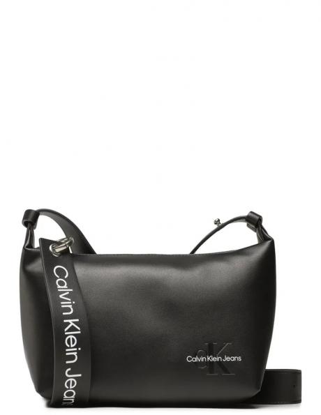 CALVIN KLEIN JEANS sieviešu melna soma pār plecu Sculpted rounded tag crossbody 