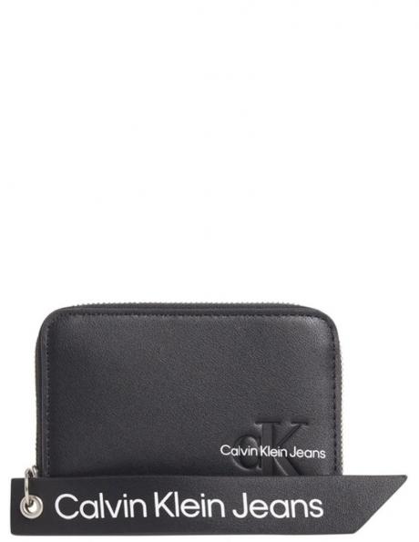 CALVIN KLEIN JEANS sieviešu melns maks Sculpted zip around tag wallet 