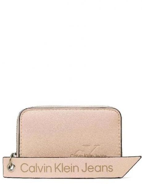 CALVIN KLEIN JEANS sieviešu rozā maks Sculpted zip around tag wallet 