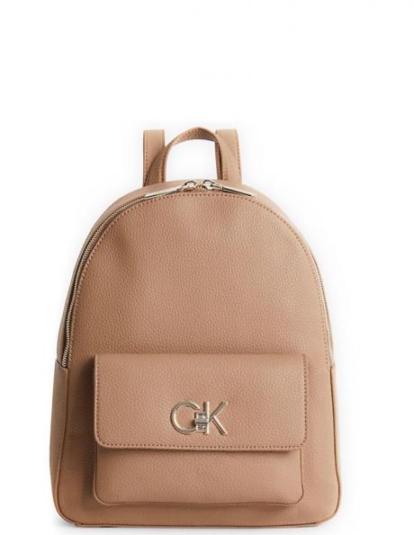 CALVIN KLEIN sieviešu brūna soma pār plecu Re-lock backpack pocket 