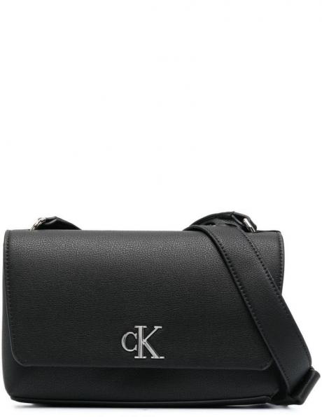 CALVIN KLEIN JEANS sieviešu melna soma pār plecu Minimal mono flap crossbody 