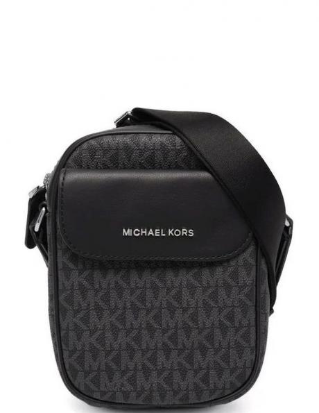 MICHAEL KORS vīriešu melna soma pār plecu Flap logo phone crossbody 