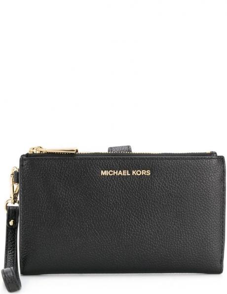 MICHAEL KORS sieviešu melns maks Jet set zip wallet 