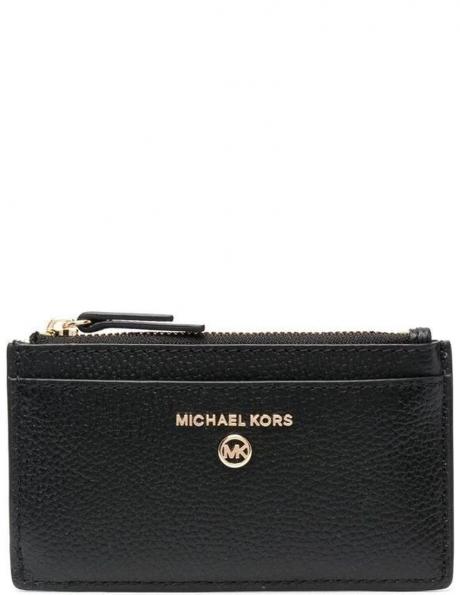 MICHAEL KORS sieviešu melns maks Small pebbled leather card case 