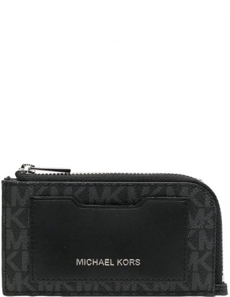 MICHAEL KORS vīriešu melns maks Logo zip-around wallet  