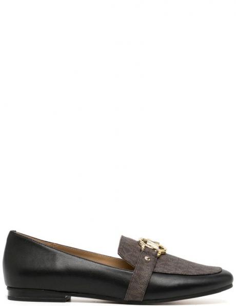 MICHAEL KORS sieviešu melni zempapēžu apavi  Rory leather logo loafer 