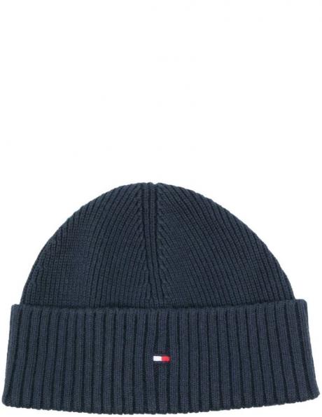 TOMMY HILFIGER vīriešu zila cepure TH FLAG SHORT BEANIE 