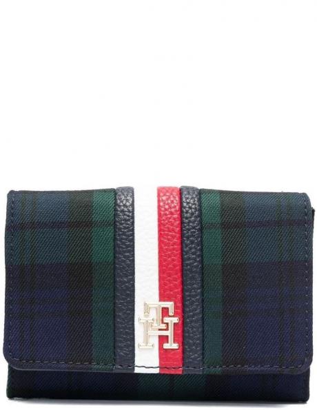 TOMMY HILFIGER sieviešu melns maks EMBLEM MED WALLET BLACKWATCH 