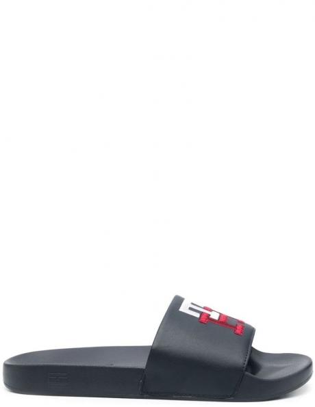 TOMMY HILFIGER vīriešu zilas pludmales čības RAISED EMBROIDERY POOL SLIDE 