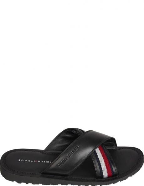 TOMMY HILFIGER vīriešu melnas čības Criss cross sandal 