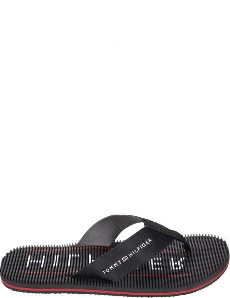 TOMMY HILFIGER vīriešu melnas pludmales čības Massage footbed beach sandal 