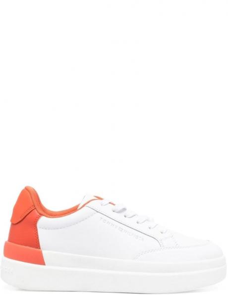 TOMMY HILFIGER sieviešu balti ikdienas apavi FEMININE SNEAKER WITH POP 