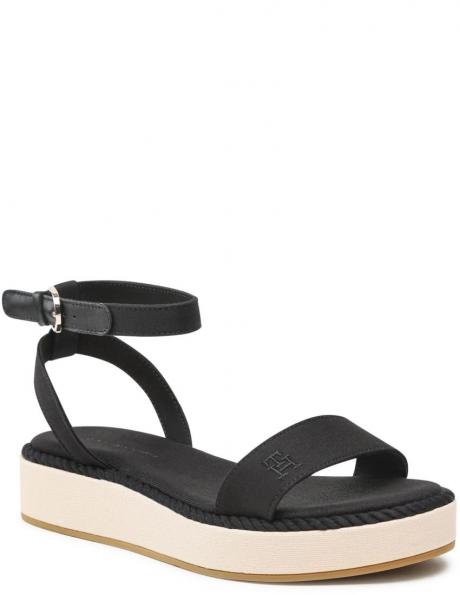 TOMMY HILFIGER sieviešu melnas sandales Rope flatform sandals 