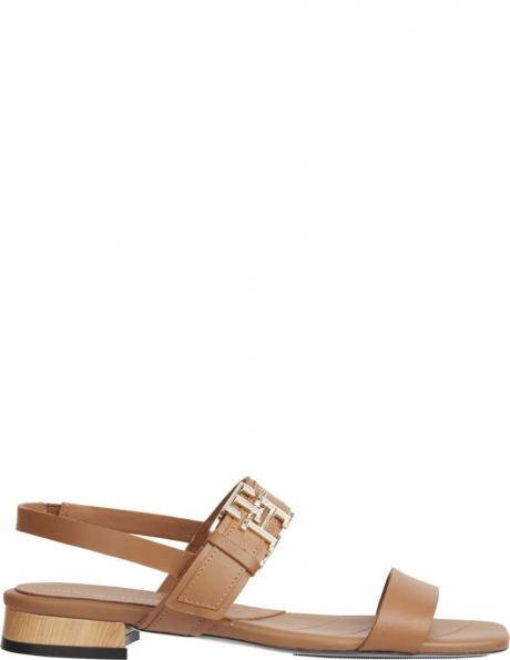 TOMMY HILFIGER sieviešu brūnas sandales Hardware flat sandal 