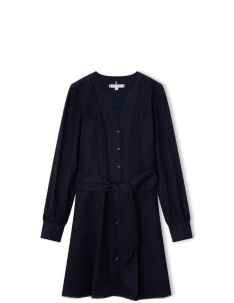 Tommy Hilfiger sieviešu zila kleita LADDER LACE SHORT DRESS 