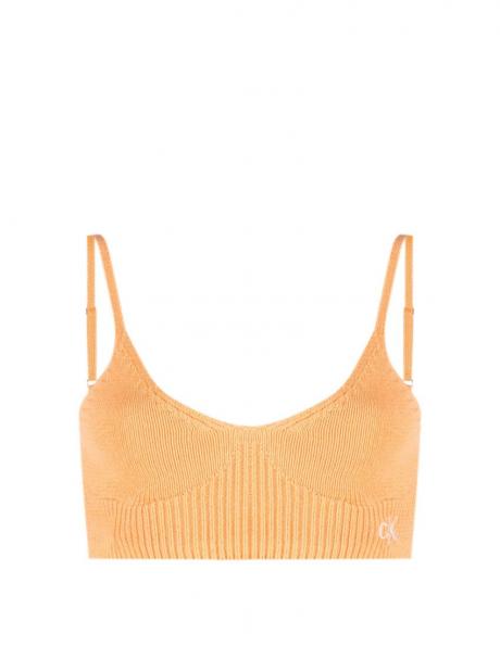 CALVIN KLEIN JEANS sieviešu oranža īsa blūze ar lencēm Knitted bralette 