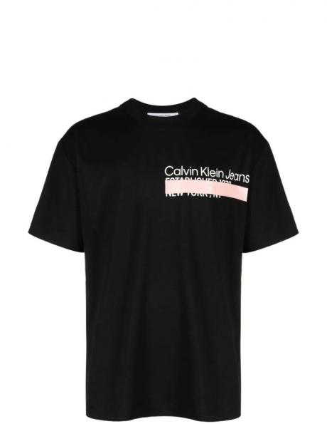 CALVIN KLEIN JEANS vīriešu melns T-krekls Layered address tee 