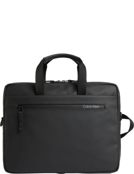 CALVIN KLEIN Vīriešu melna klēpjdatora soma Rubberized slim laptop bag 