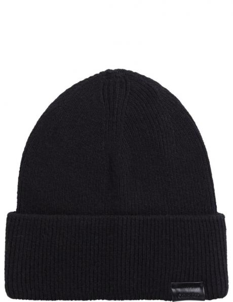 CALVIN KLEIN vīriešu melna cepure Patch docker beanie 